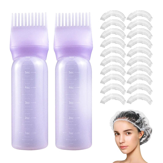 2x Root Comb Applicator Bottles +20 Shower Caps
